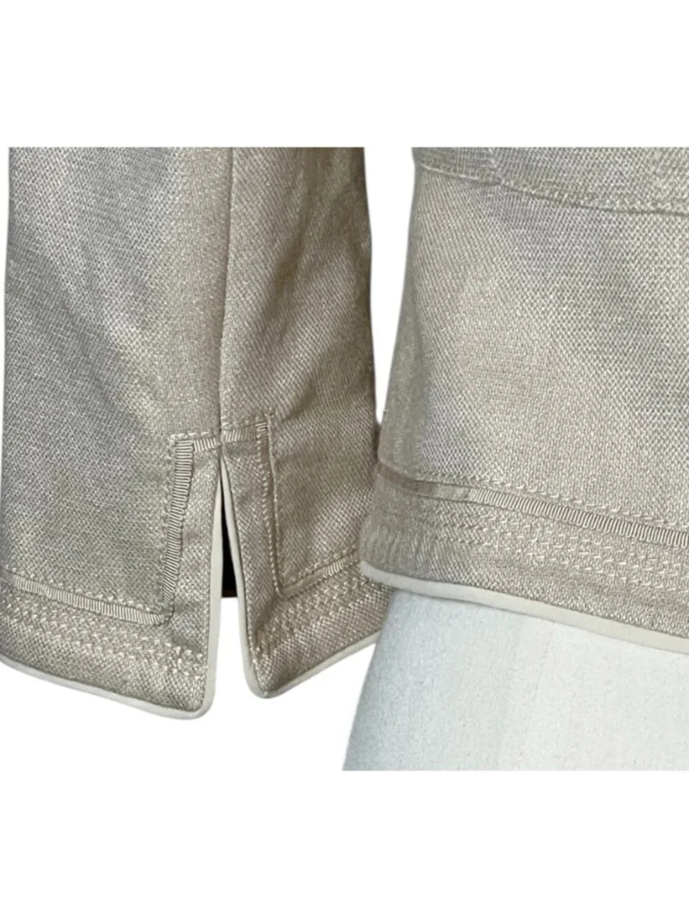White House Black Market tan sparkle ¾ sleeve linen blend blazer size 2